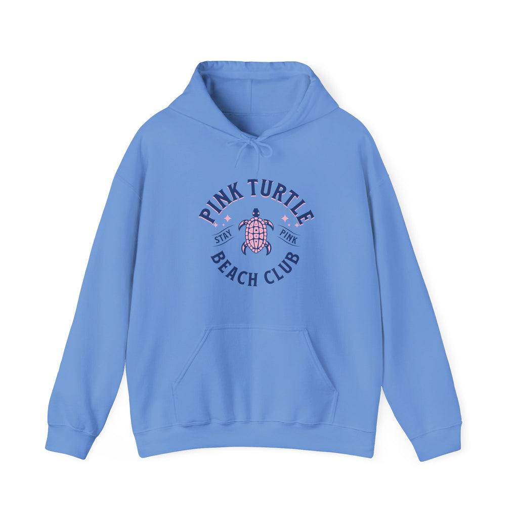 Pink Turtle Beach Club Hoodie — Retro Sea Turtle Graphic Sweatshirt