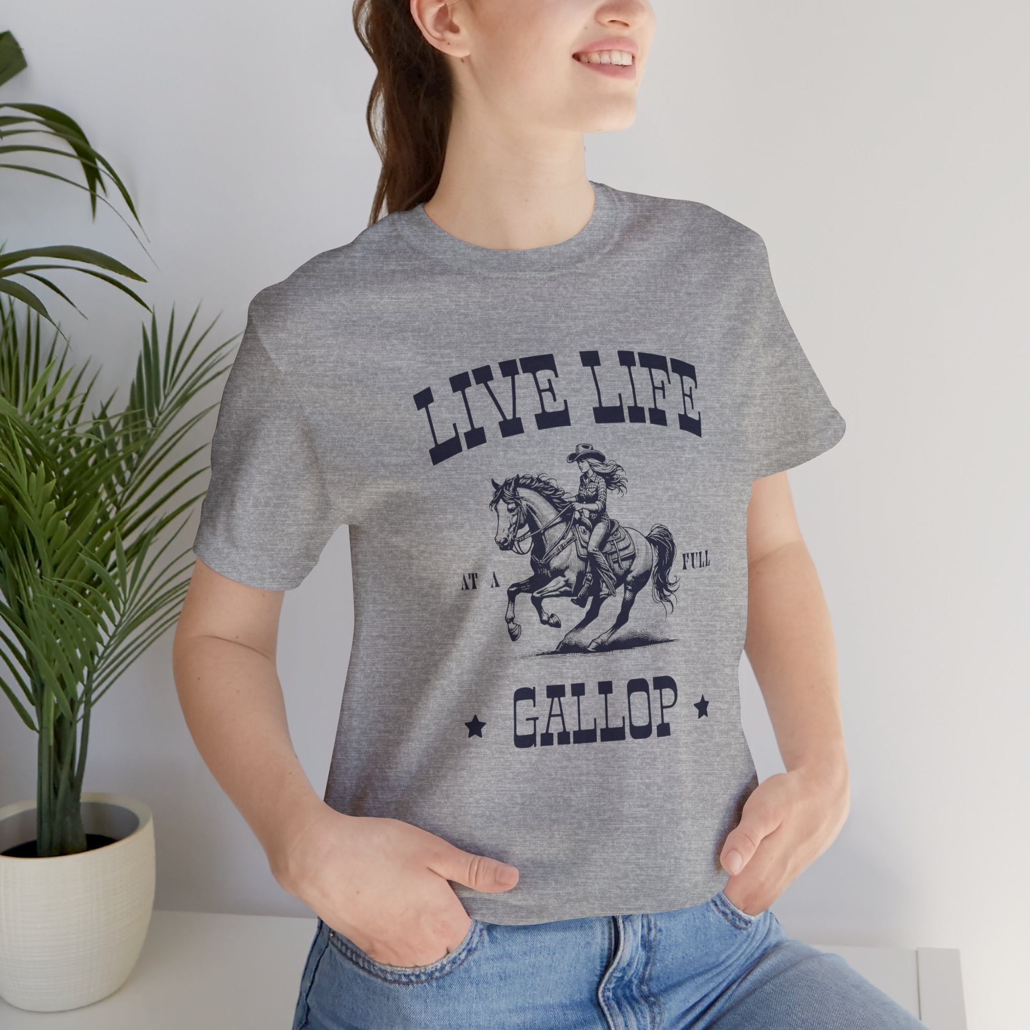 Live Life At A Full Gallop T‑Shirt – Vintage Cowboy Horse Riding Tee