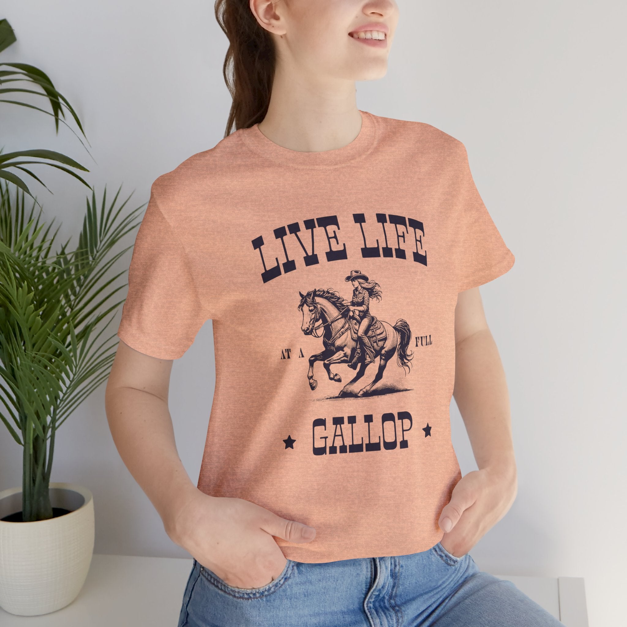 Live Life At A Full Gallop T‑Shirt – Vintage Cowboy Horse Riding Tee