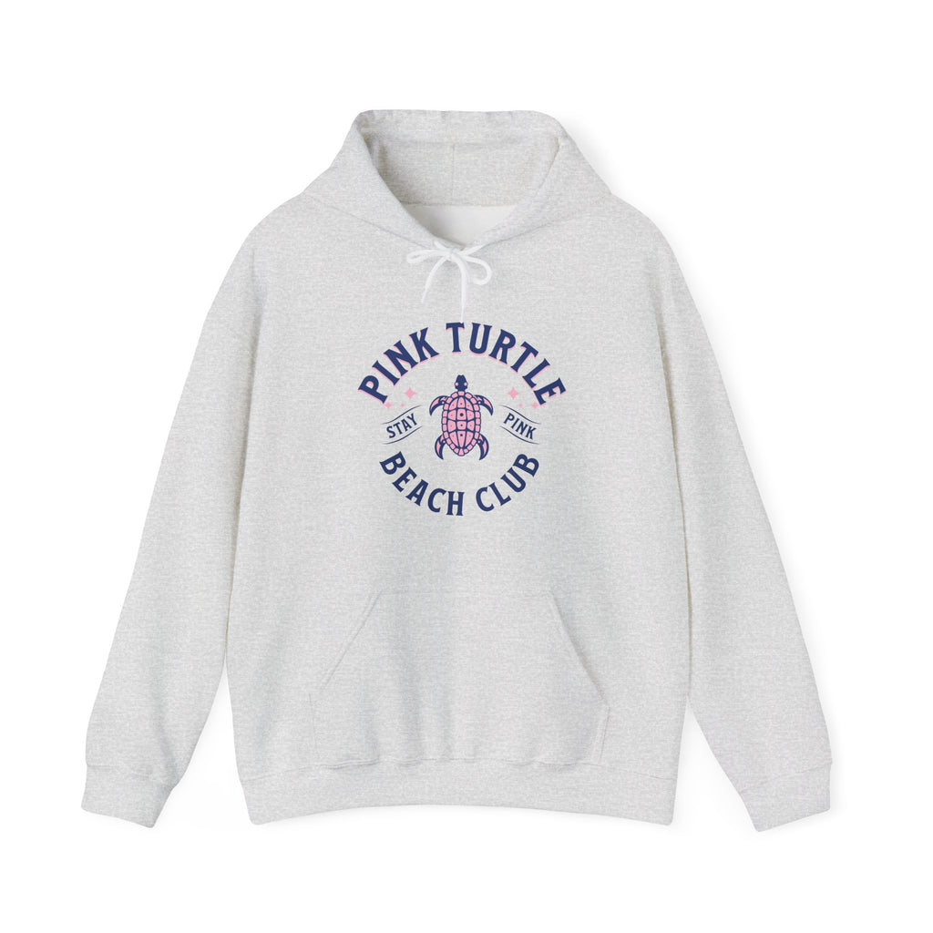 Pink Turtle Beach Club Hoodie — Retro Sea Turtle Graphic Sweatshirt