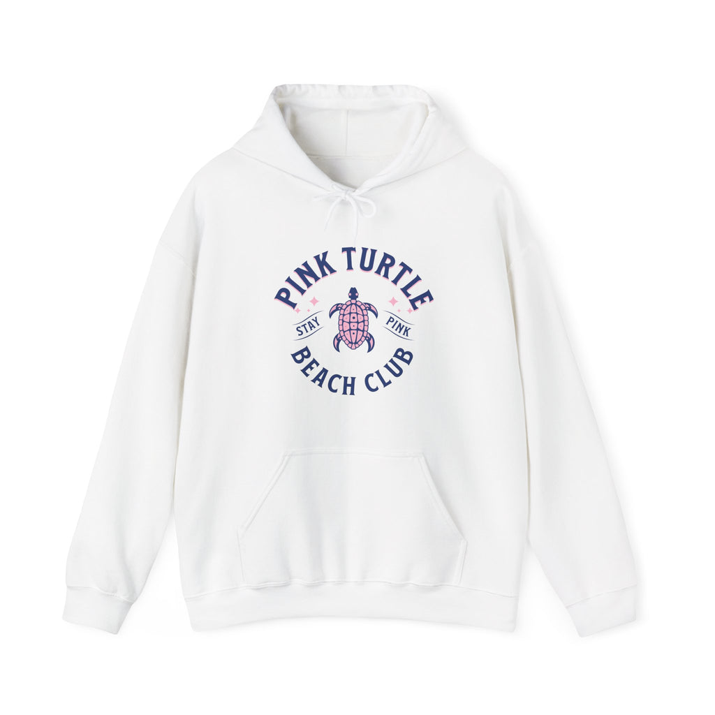 Pink Turtle Beach Club Hoodie — Retro Sea Turtle Graphic Sweatshirt