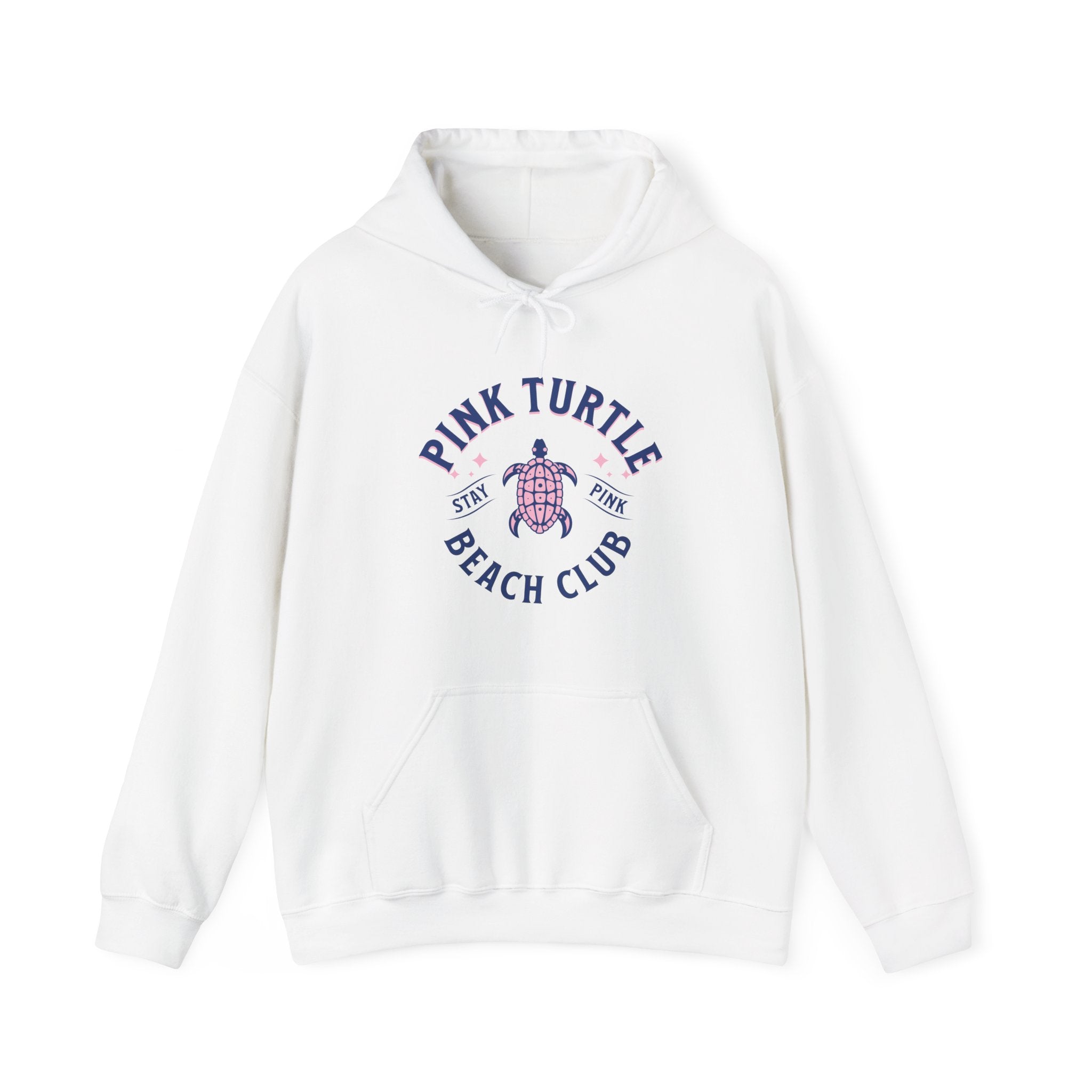 Pink Turtle Beach Club Hoodie — Retro Sea Turtle Graphic Sweatshirt