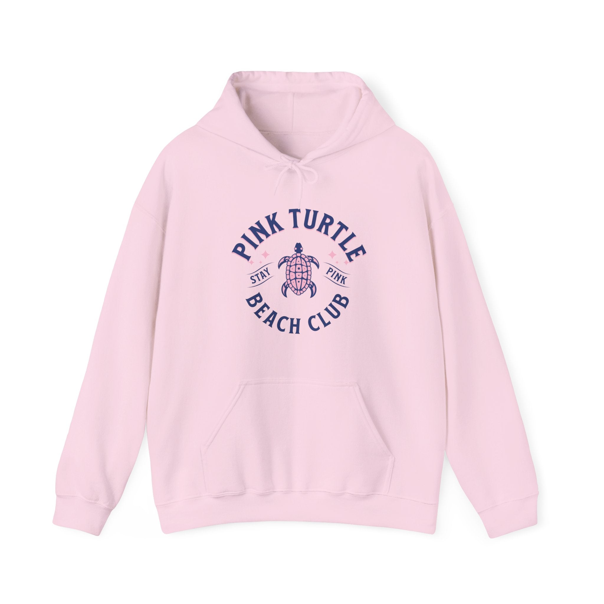 Pink Turtle Beach Club Hoodie — Retro Sea Turtle Graphic Sweatshirt