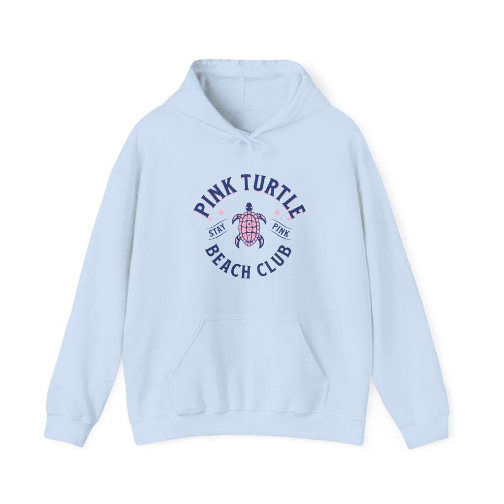 Pink Turtle Beach Club Hoodie — Retro Sea Turtle Graphic Sweatshirt