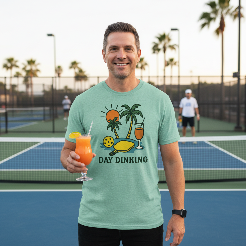 "Day Dinking" Pickleball Beach T‑Shirt