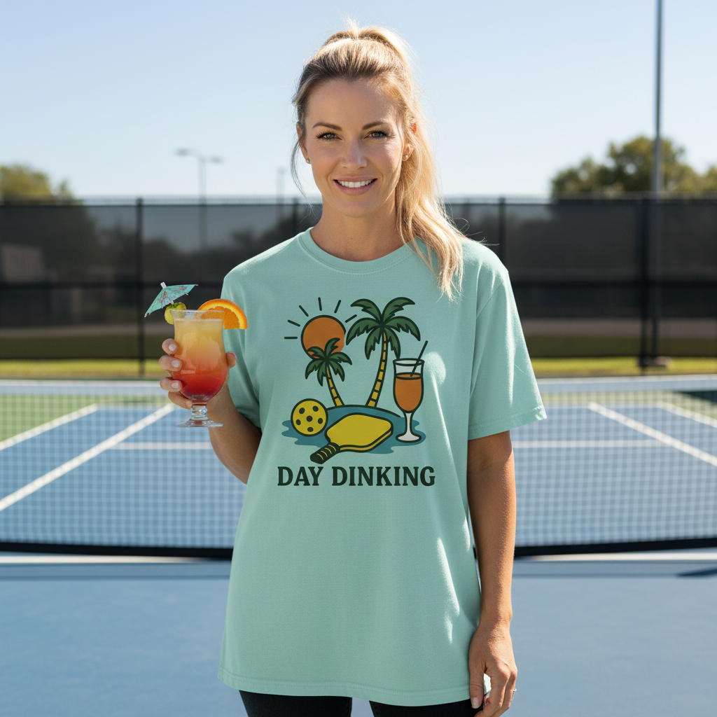 "Day Dinking" Pickleball Beach T-Shirt