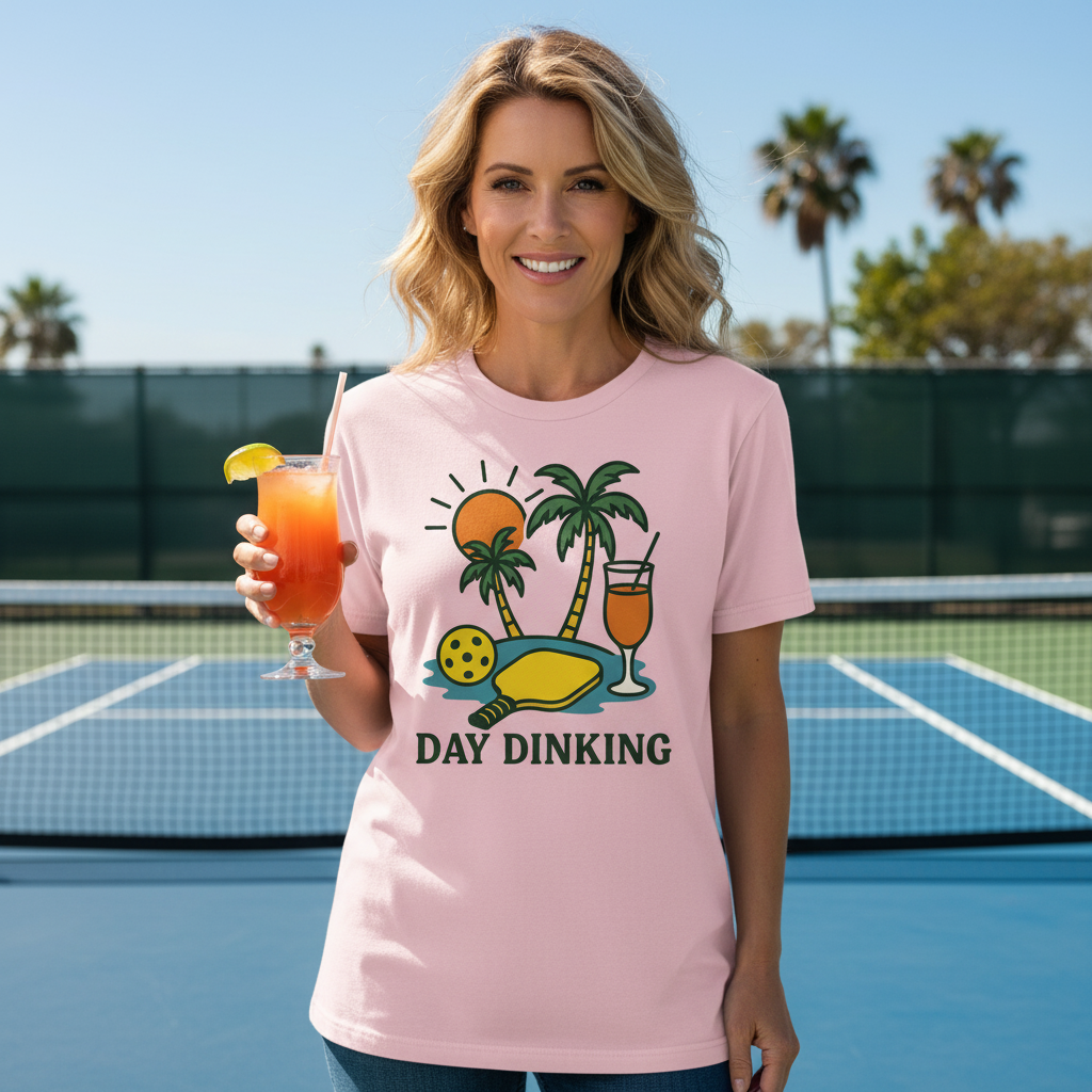 "Day Dinking" Pickleball Beach T-Shirt