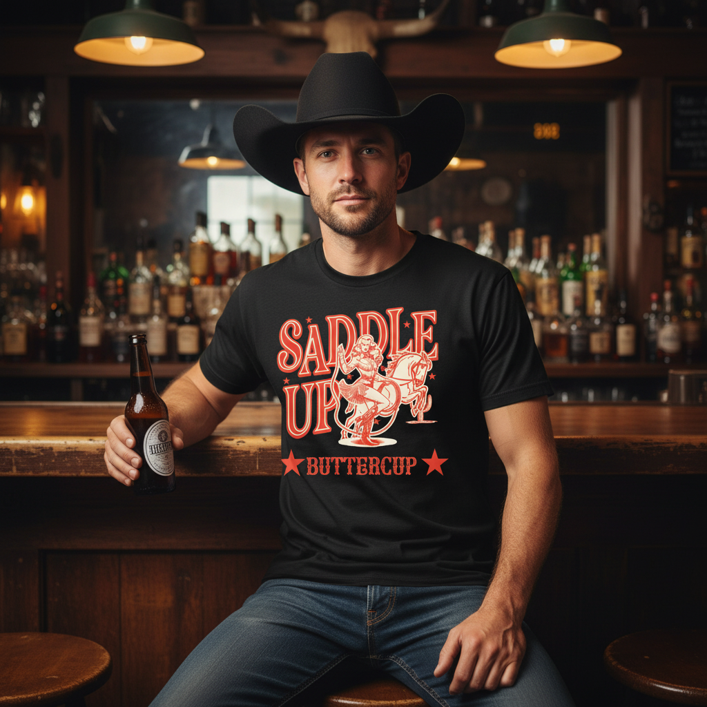 Saddle Up Buttercup T-Shirt | Cowboy Shirt | Western Rodeo Graphic Tee for Men & Women