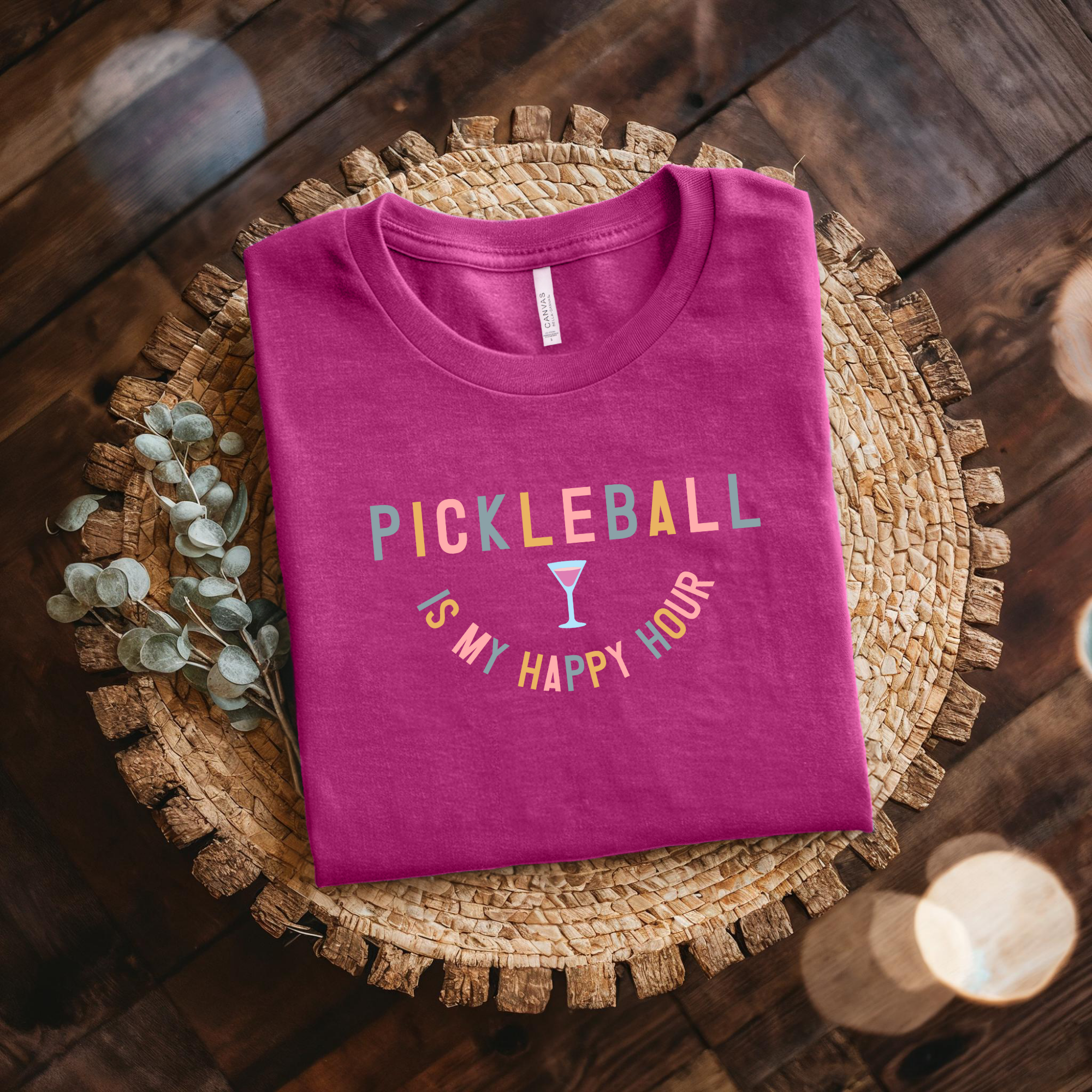 Pickleball Is My Happy Hour Tee — Fun Pickleball Shirt for Everyday Play