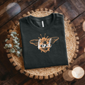 Kind Bee T-Shirt • Cute Bee Graphic Tee • Hand-Lettered “Kind” Shirt • Nature-Inspired Kindness Tee
