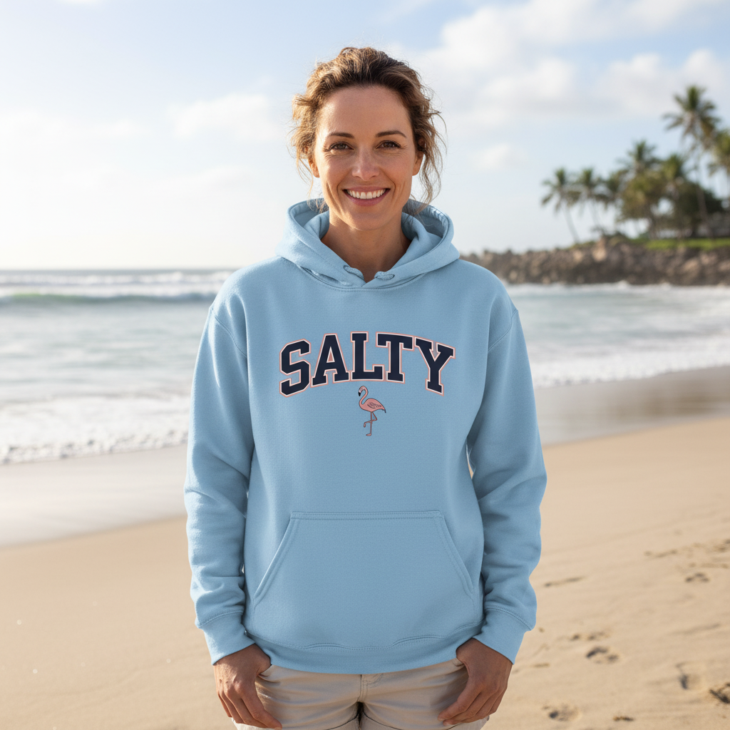 Salty Flamingo Beach Hoodie • Beach Sweatshirt