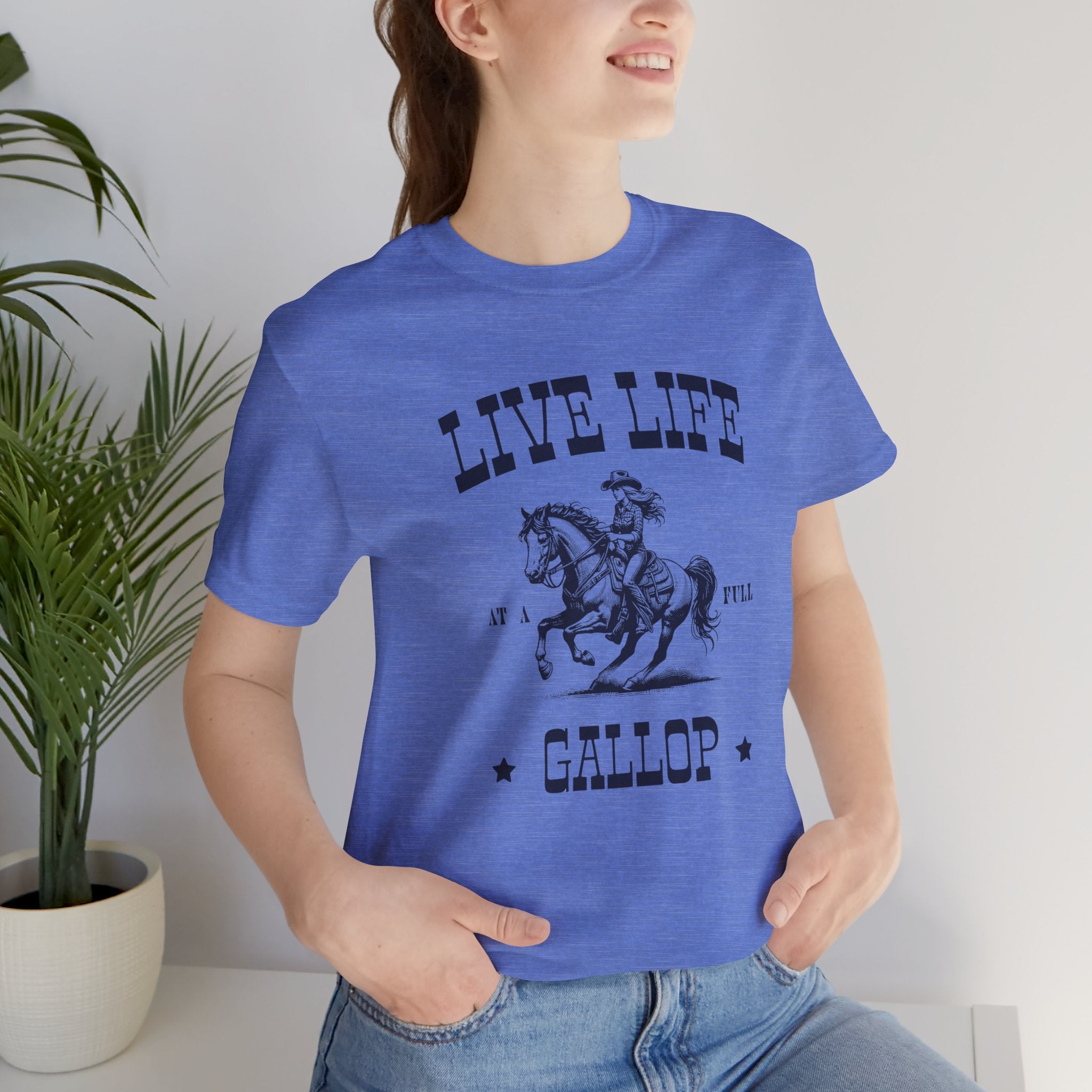 Live Life At A Full Gallop T‑Shirt – Vintage Cowboy Horse Riding Tee