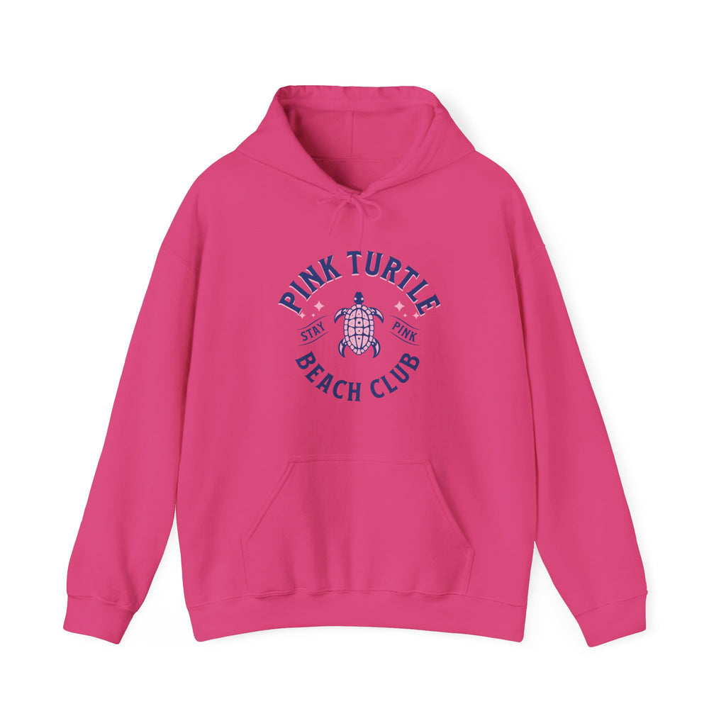 Pink Turtle Beach Club Hoodie — Retro Sea Turtle Graphic Sweatshirt