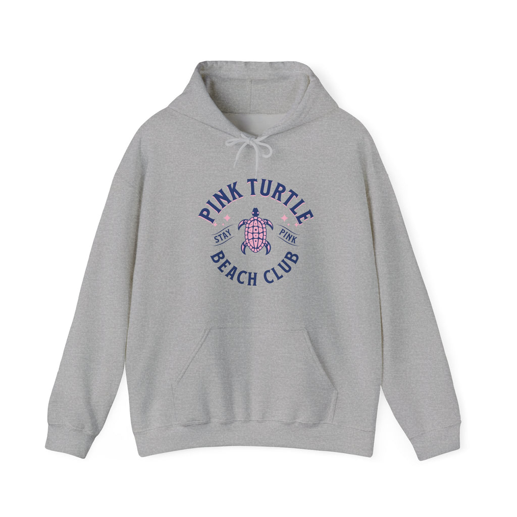 Pink Turtle Beach Club Hoodie — Retro Sea Turtle Graphic Sweatshirt