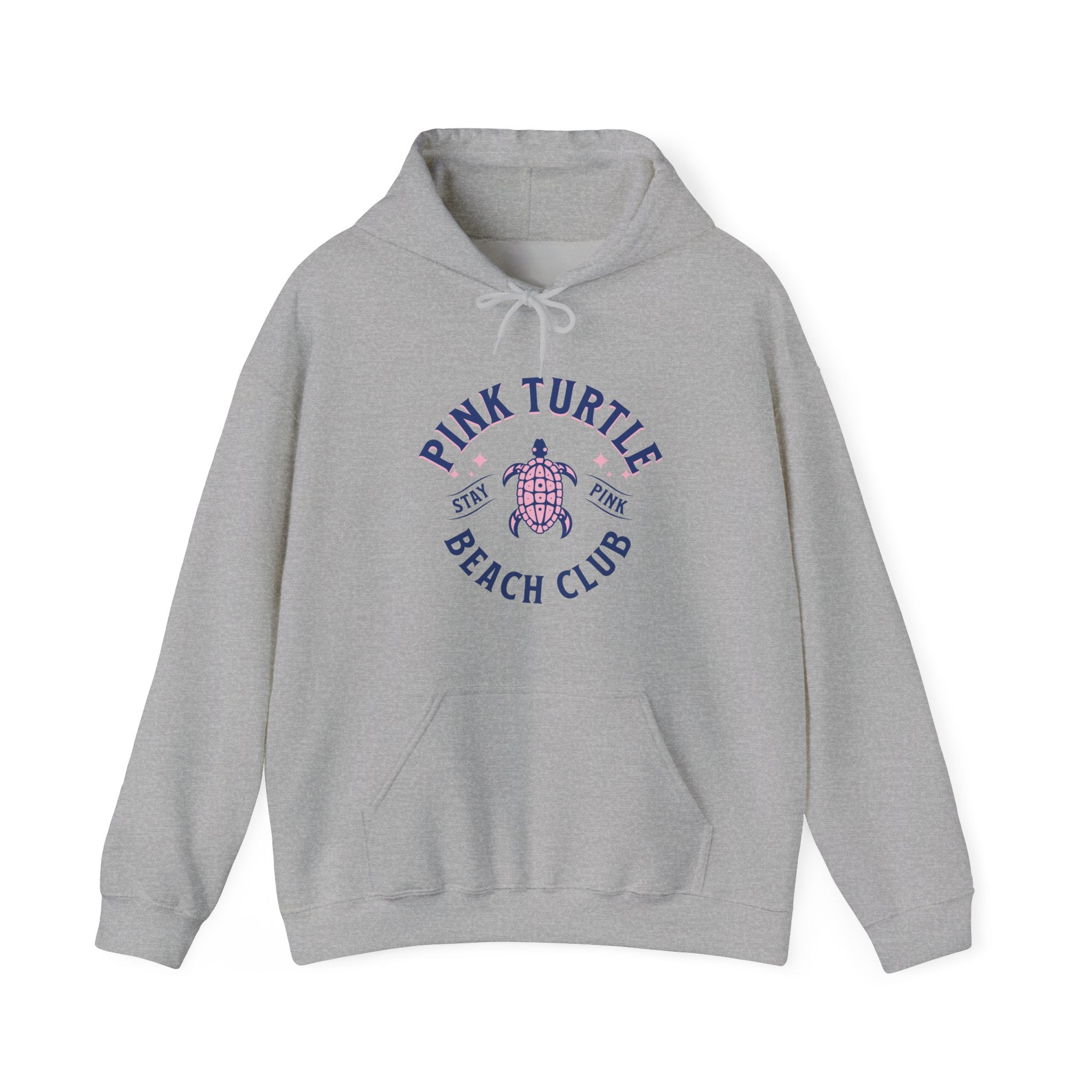 Pink Turtle Beach Club Hoodie — Retro Sea Turtle Graphic Sweatshirt